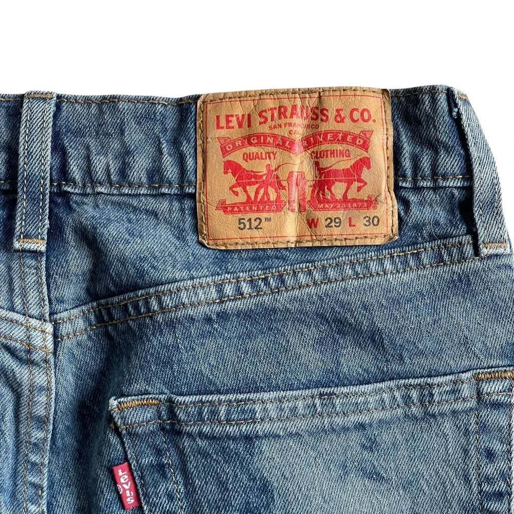 Levis 512 Jeans Mens 29 Blue Denim Slim Fit Leg Acid Wash Measured 29x30